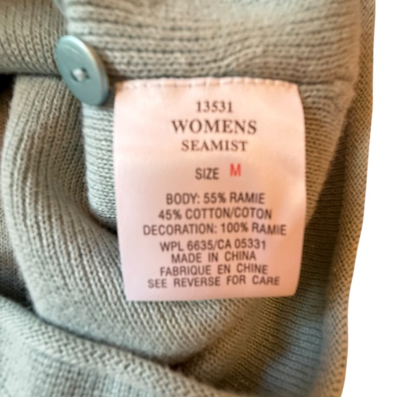 Woolrich Mint Green 3/4 Length Sleeves Floral Embroidered Button Up Medium - Picture 8 of 10